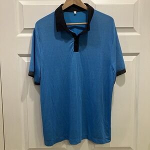 Lululemon Precision Polo Shirt Mens Large Blue Short Sleeve‎ Stretch Performance